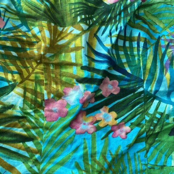 Maggy London Petites Linen Floral Camisole Womens 4 Green Blue Palm Print - Picture 4 of 6